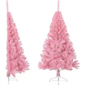 Syfax Kunstkerstboom met standaard half 120 cm PVC roze