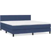 vidaXL Boxspring met matras stof blauw 180x200 cm