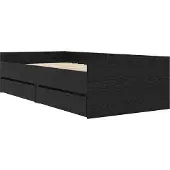 Syfax Bedframe met lade Zwart Eiken 90 x 190 cm Massief grenenhout