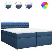 vidaXL Boxspring met matras stof blauw 200x200 cm