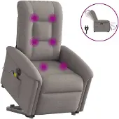 Syfax Sta-op-massagestoel elektrisch verstelbaar stof taupe