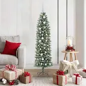 Prolenta Maison Exclusive - Kunstkerstboom, slank model, groen en wit, 150 cm