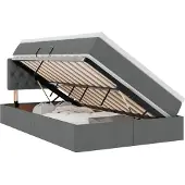 vidaXL LED opbergbed met matras Donkergrijs 120 x 190 cm Stof