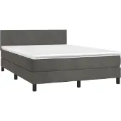 Syfax Boxspring met matras fluweel donkergrijs 140x200 cm