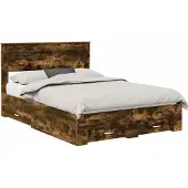 Syfax Bedframe Gerookt eiken 150 x 200 cm Bewerkt hout
