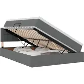 vidaXL Opbergbed met matras Donkergrijs 140 x 190 cm fluweel