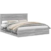 Syfax Bedframe met lade Grijs Sonoma 200 x 200 cm Ingenieurshout