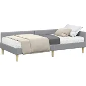 Syfax Hoekbedframe met Matras 2 st Lichtgrijs 90 x 200 cm Stof