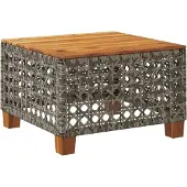 vidaXL Tuintafel 55x55x36 cm poly rattan en acaciahout grijs