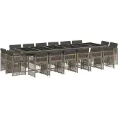 Syfax 17-delige Tuinset met kussens poly rattan grijs