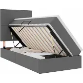 Syfax LED Opslagbed met Matras Donkergrijs 90 x 200 cm Stof