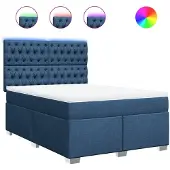 vidaXL Boxspring met matras stof blauw 140x200 cm