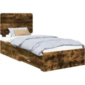 Syfax Bedframe met lade Gerookt eiken 100 x 200 cm Bewerkt hout