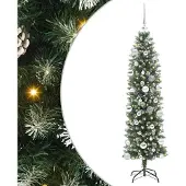 Syfax Kunstmatige slanke kerstboom met 150 LED Groen en Wit 150 cm