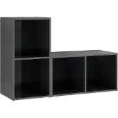 Syfax Tv-meubelen 2 st 72x35x36,5 cm bewerkt hout hoogglans grijs