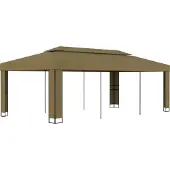 Syfax Prieel met dubbel dak 180 g/m² 3x6 m taupe