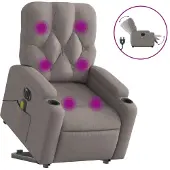 Syfax Sta-op-massagestoel elektrisch verstelbaar stof taupe