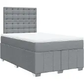 vidaXL Boxspring met matras stof lichtgrijs 120x200 cm