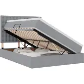 vidaXL Opslag bed met matras met opslag Lichtgrijs 140 x 190 cm Stof
