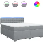 vidaXL Boxspring met matras stof lichtgrijs 200x200 cm