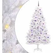 Syfax Kunstmatige Inklapbare Kerstboom Wit 240 cm PVC en staal