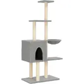 Syfax Kattenmeubel met sisal krabpalen 145 cm lichtgrijs