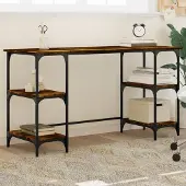 Prolenta Maison Exclusive - Bureau, gerookt eikenhout, 140x50x75 cm, metaal en houtvezel