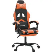 vidaXL Gamestoel met voetensteun kunstleer zwart en oranje