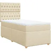 vidaXL Boxspring met matras stof crèmekleurig 100x200 cm