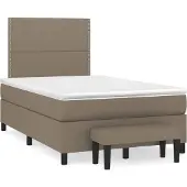 vidaXL Boxspring met matras stof taupe 120x200 cm