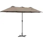 Syfax Tuinparasol Taupe 370 x 197 x 239 cm Polyester en Aluminium