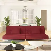 Prolenta Maison Exclusive - Slaapbank, 2-zits, met 2 kussens, wijnrood, stoffen bekleding