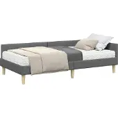 Syfax Hoekbedframe met Matras 2 st Donkergrijs 100 x 200 cm Stof