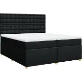 vidaXL Boxspring met matras stof zwart 200x200 cm
