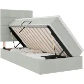 vidaXL LED opbergbed met matras Lichtgrijs 90 x 200 cm Fluweel