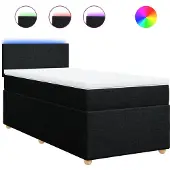 vidaXL Boxspring met matras stof zwart 90x200 cm