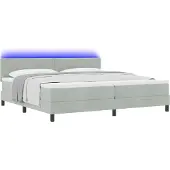 Syfax LED Box Spring Bed Lichtgrijs 200 x 200 cm Fluweel