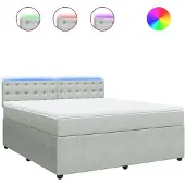 Syfax Boxspring met matras fluweel lichtgrijs 180x200 cm