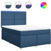 vidaXL Boxspring met matras stof blauw 140x200 cm