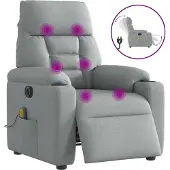 Syfax Massagestoel elektrisch verstelbaar stof lichtgrijs