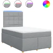 vidaXL Boxspring met matras stof lichtgrijs 120x200 cm