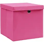 vidaXL Opbergboxen met deksel 10 st 28x28x28 cm roze