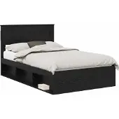 Syfax Bedframe Zwart eiken 135 x 190 cm Bewerkt hout