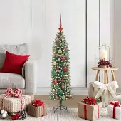 Prolenta Maison Exclusive - Kunstkerstboom, slank model, groen en wit, 120 cm