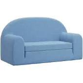 vidaXL Kinderslaapbank 2-zits zacht pluche blauw