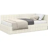Syfax Hoekbedframe met Matras 2 st Crème 100 x 200 cm Fluweel