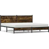 vidaXL Bedframe zonder matras metaal gerookt eikenkleurig 200x200 cm