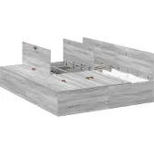 vidaXL Opbergbedframe Grijs Sonoma 140 x 190 cm Bewerkt hout