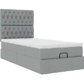 Syfax Bed met matras 90x200 cm stof lichtgrijs
