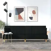 Prolenta Maison Exclusive - Slaapbank met armleuningen, zwart, stoffen bekleding